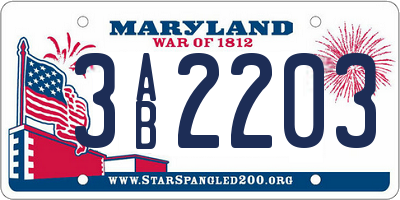 MD license plate 3AB2203