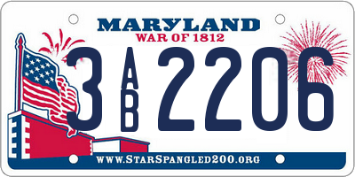 MD license plate 3AB2206