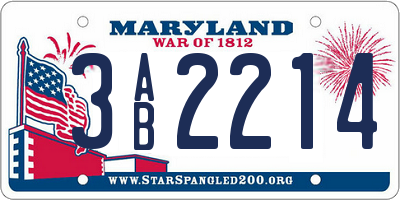 MD license plate 3AB2214