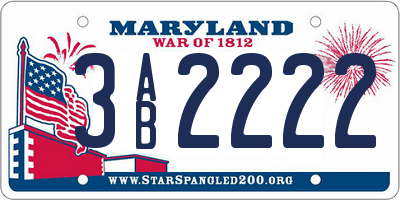 MD license plate 3AB2222