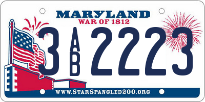 MD license plate 3AB2223