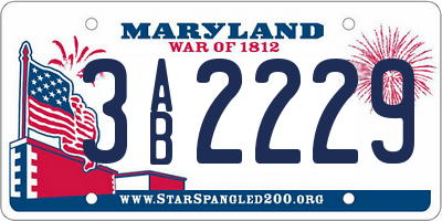 MD license plate 3AB2229