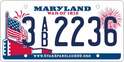MD license plate 3AB2236