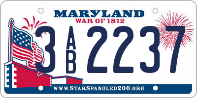 MD license plate 3AB2237