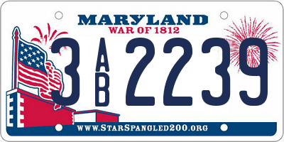 MD license plate 3AB2239