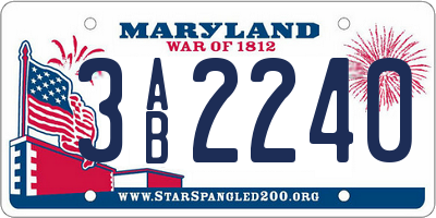 MD license plate 3AB2240