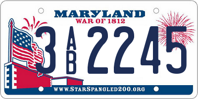 MD license plate 3AB2245