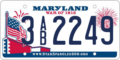 MD license plate 3AB2249