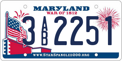 MD license plate 3AB2251