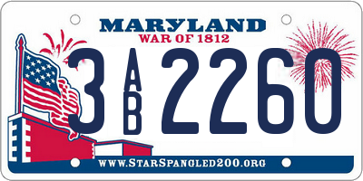 MD license plate 3AB2260