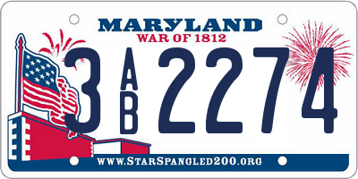 MD license plate 3AB2274