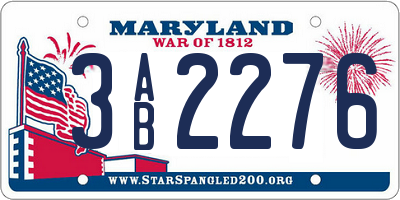 MD license plate 3AB2276