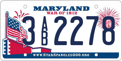 MD license plate 3AB2278