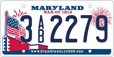 MD license plate 3AB2279