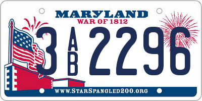 MD license plate 3AB2296