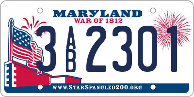 MD license plate 3AB2301