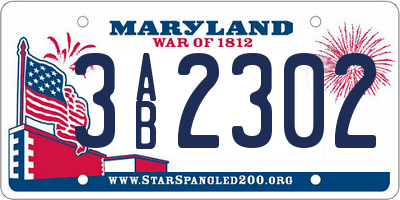 MD license plate 3AB2302
