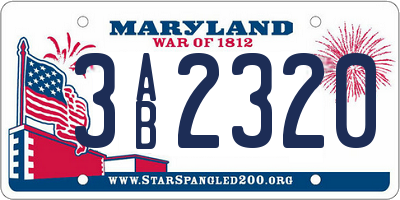 MD license plate 3AB2320
