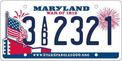 MD license plate 3AB2321