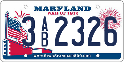 MD license plate 3AB2326