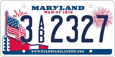 MD license plate 3AB2327