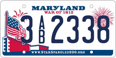 MD license plate 3AB2338