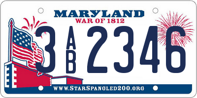 MD license plate 3AB2346