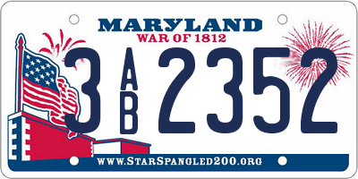 MD license plate 3AB2352
