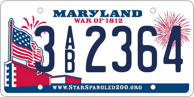 MD license plate 3AB2364