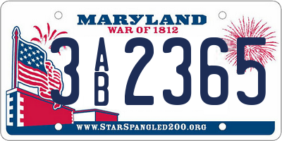 MD license plate 3AB2365