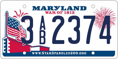MD license plate 3AB2374