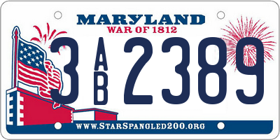 MD license plate 3AB2389