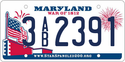 MD license plate 3AB2391