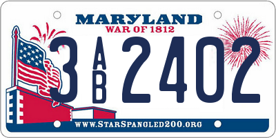 MD license plate 3AB2402