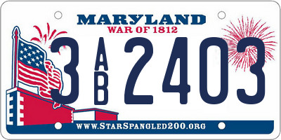 MD license plate 3AB2403