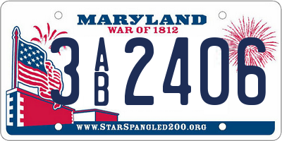 MD license plate 3AB2406