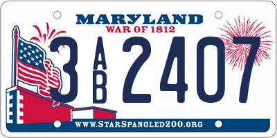 MD license plate 3AB2407