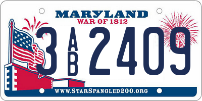 MD license plate 3AB2409