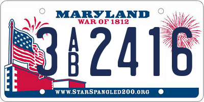 MD license plate 3AB2416