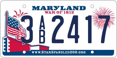 MD license plate 3AB2417