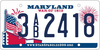 MD license plate 3AB2418