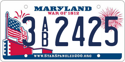 MD license plate 3AB2425