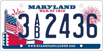MD license plate 3AB2436