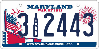 MD license plate 3AB2443