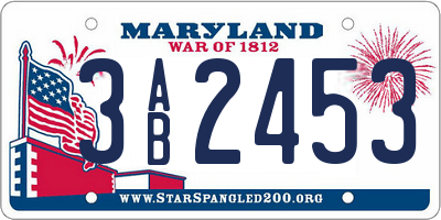 MD license plate 3AB2453