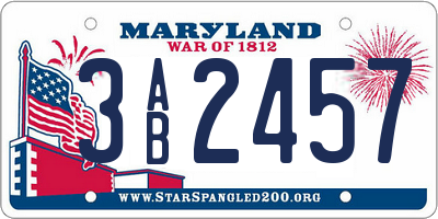 MD license plate 3AB2457