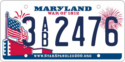 MD license plate 3AB2476