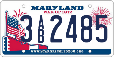 MD license plate 3AB2485