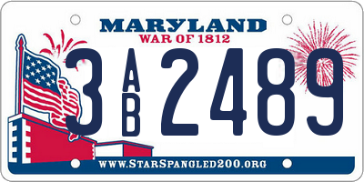 MD license plate 3AB2489