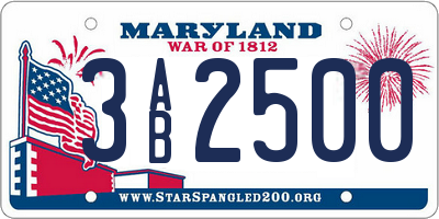 MD license plate 3AB2500